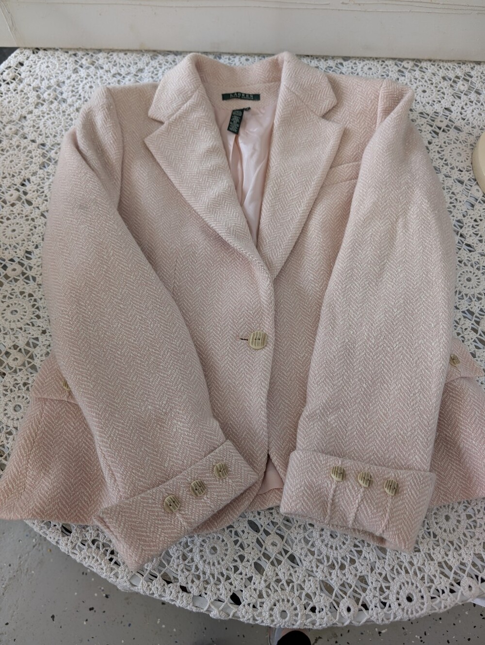 Ralph Lauren Blush Pink Tailored Blazer Jacket Size 12 - Picture 9 of 11